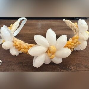 Floral White and Yellow Bracelet